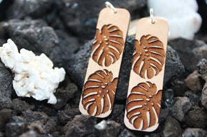 Monstera Engraved Earrings